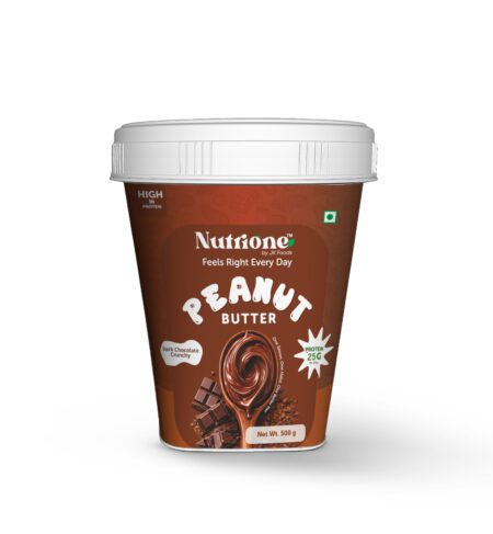 NutriOne Dark Chocolate Crunchy Peanut Butter | 25% Protein | Rich Dark Chocolate Flavored Peanut Butter Spread
