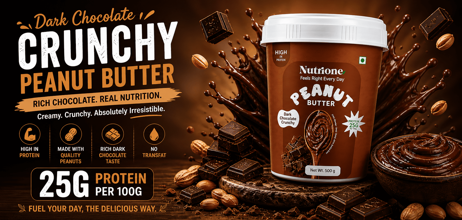 dark chocolate crunchy peanut butter by NutriOne